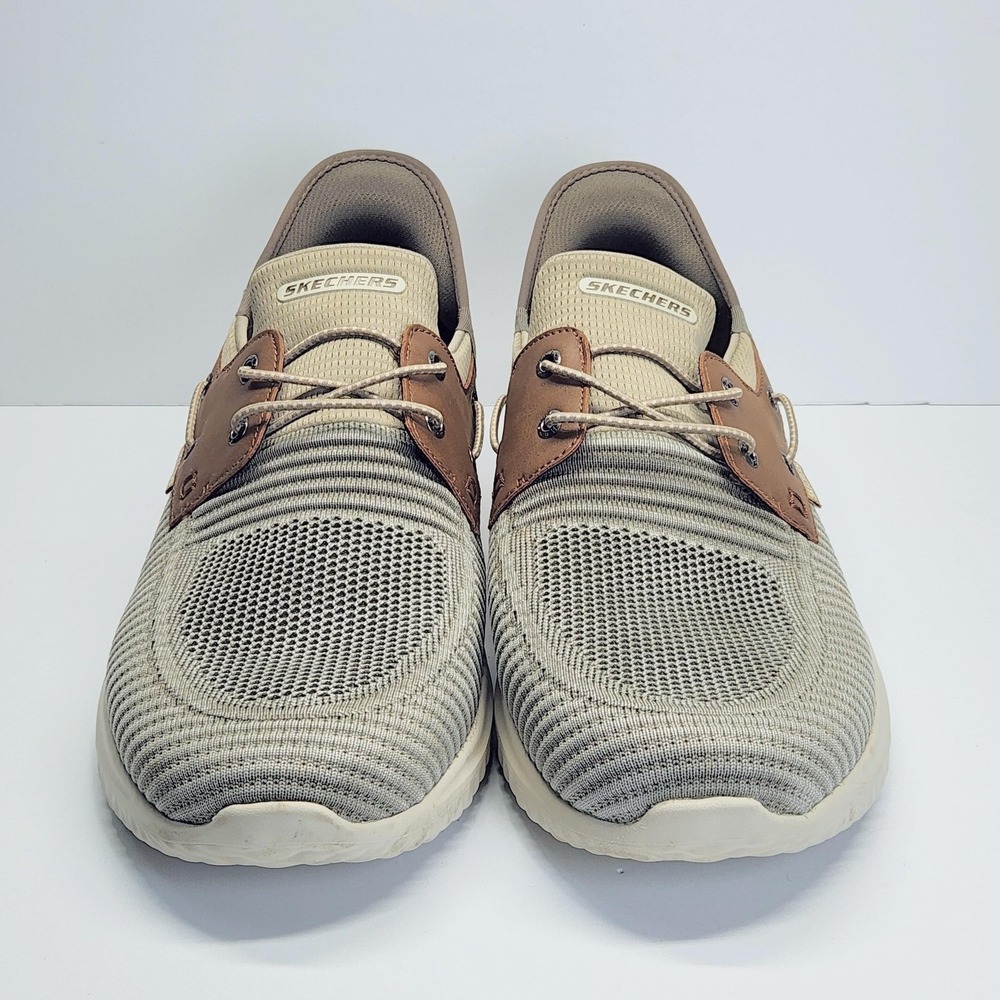 Skechers Slip-Ins Shoes Mens Size 14 Beige Knit Boat Comfort Casual 210606W - Picture 9 of 13